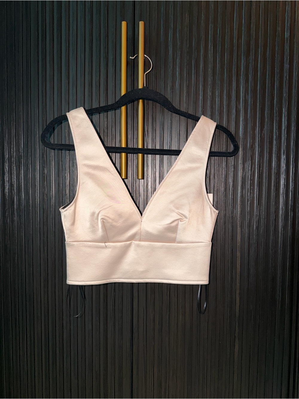 Zara V-Neck Crop Top in Soft Nude
